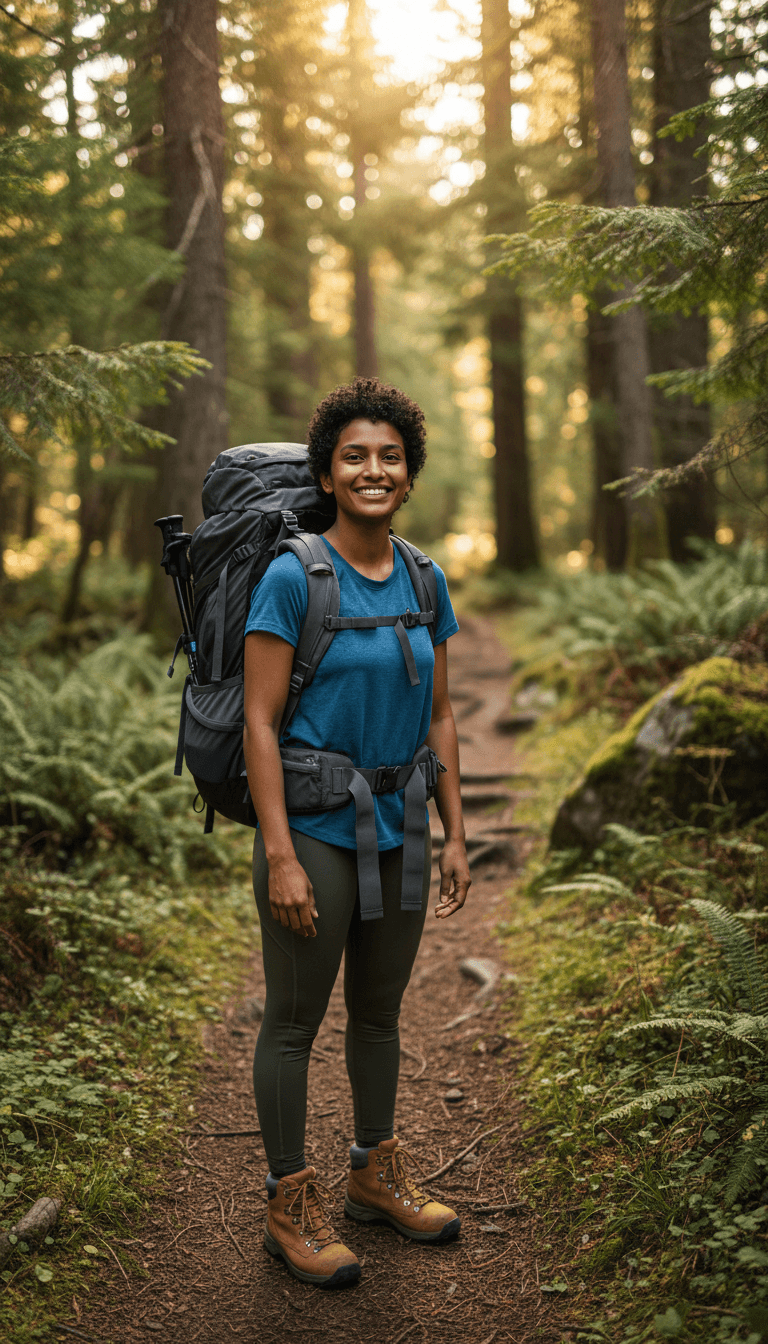Hiker on a trail in Zion Canyon